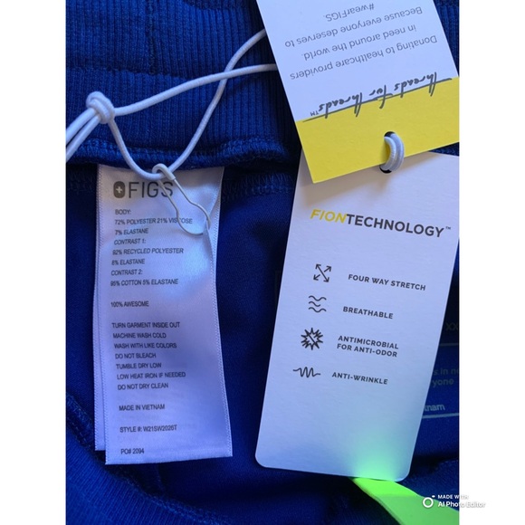 Figs XXS TALL Electric Blue Boston Slim Tall Jogger Scrub Pants NWT TALL INSEAM - Picture 12 of 16